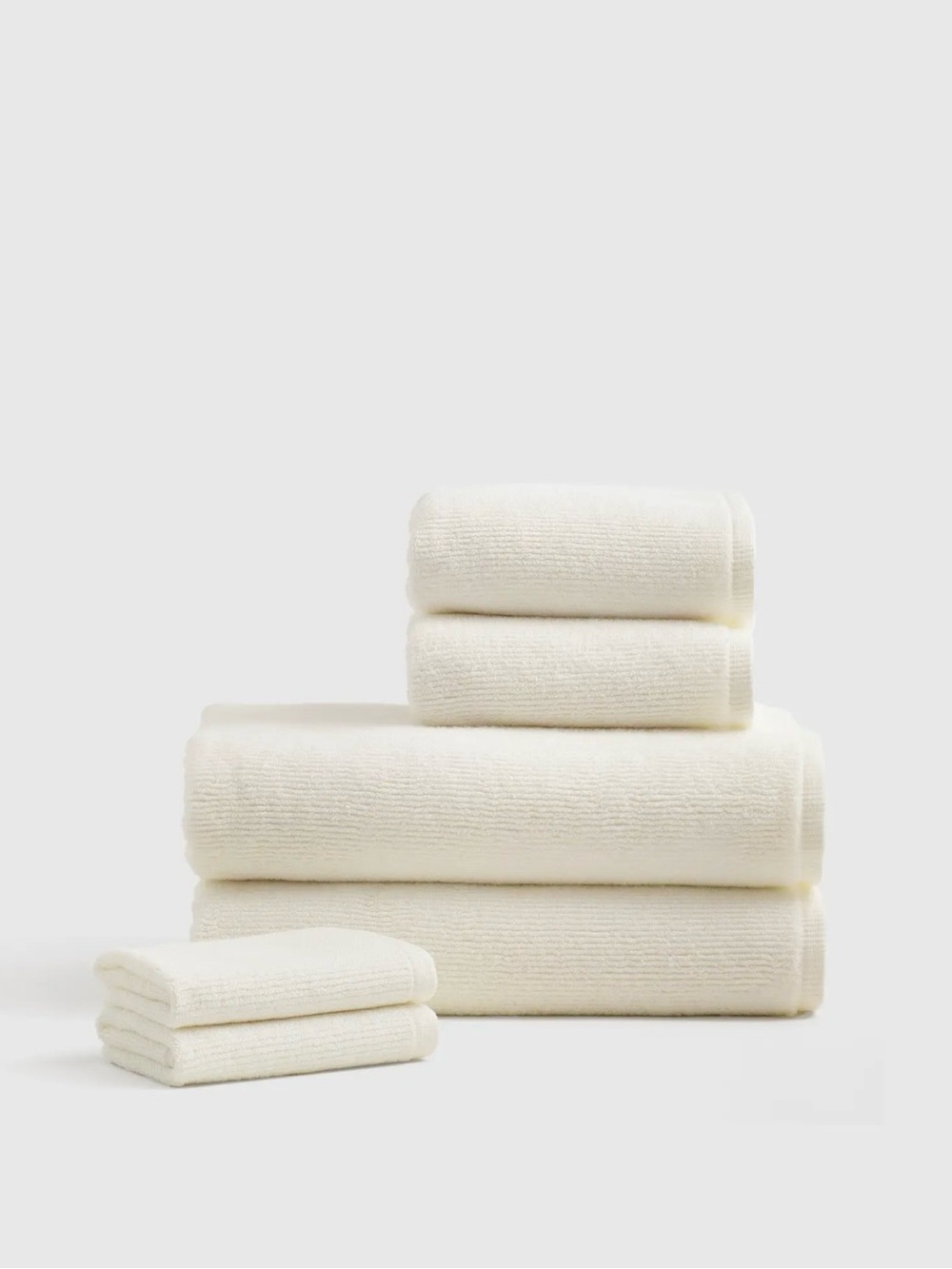 Quince Turkish Ribbed Quick Dry Bath Towel Bundle Color: Ivory NWT